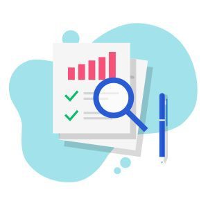 Audit report or research of sales financial data vector flat car