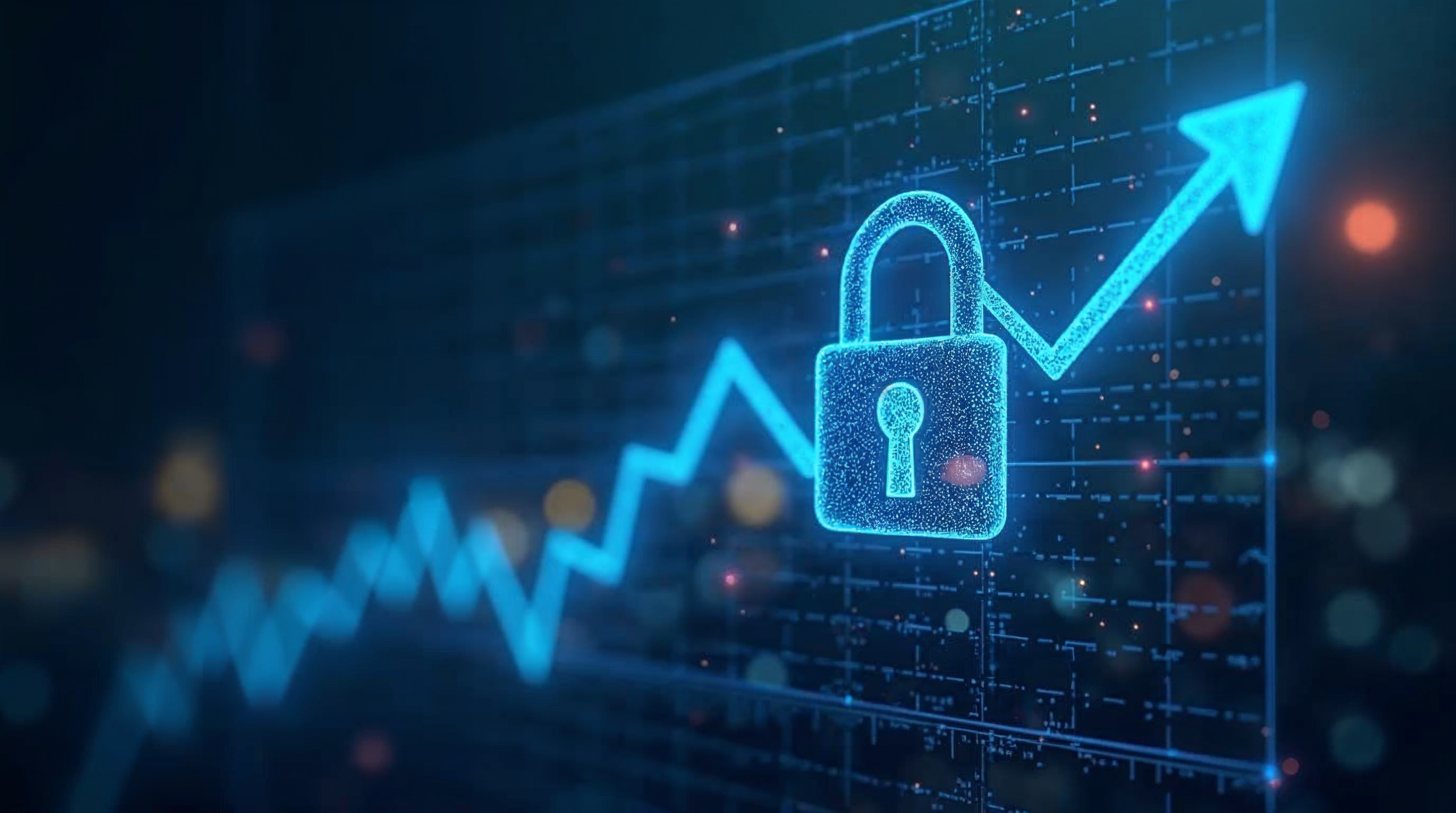 Visual representation of a graph showing security investment ROI